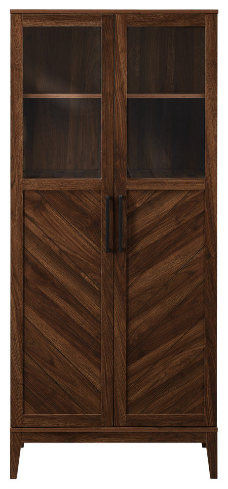 Logan 68" Chevron Storage Cabinet - Dark Walnut
