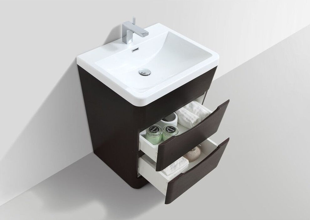 Eviva Victoria 32 Chestnut Modern Bathroom Vanity White Integrated Acrylic Sink