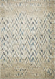 8"x11" Beige Blue Distressed Chevron Area Rug