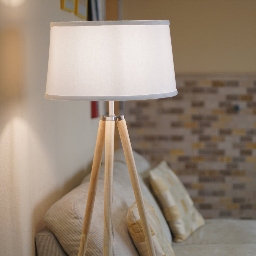 Kira Home Grace 61" Mid Century Tripod LED Floor Lamp, 9W Bulb, White Fabric