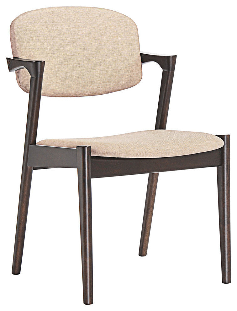 Modern Contemporary Dining Armchair Set of 2, Beige, Fabric, Wood