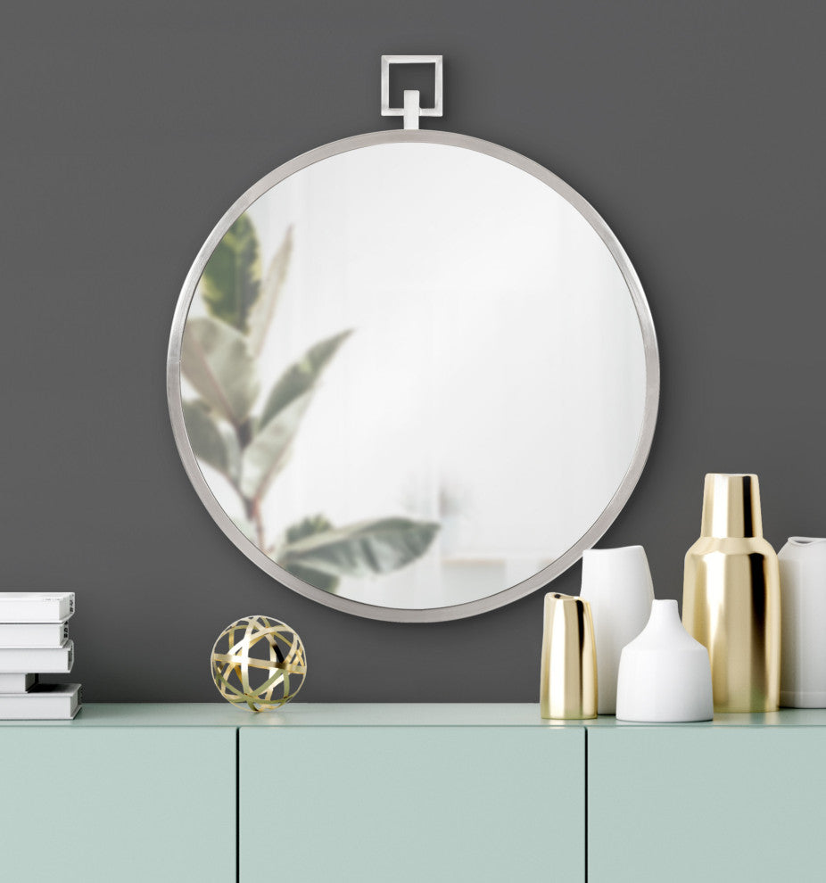 Tabb Round Framed Mirror, Silver 24x28