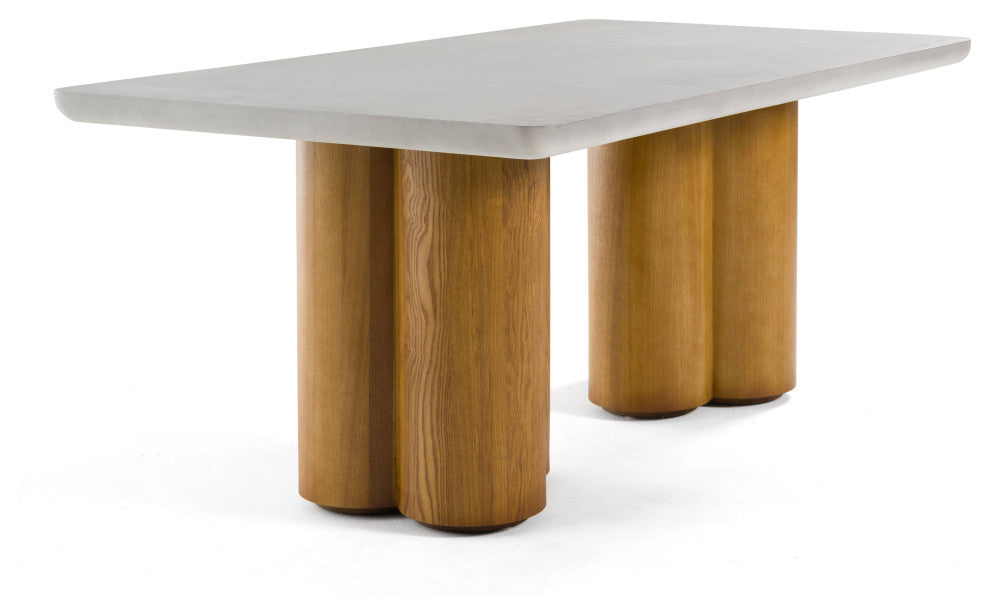 Modrest Bateman Modern Faux Concrete + Walnut Dining Table