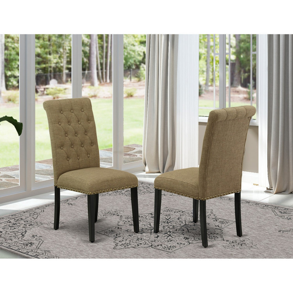 Bremond Parson Chair With Black Leg And Linen Fabric Light Sable - Set Of 2