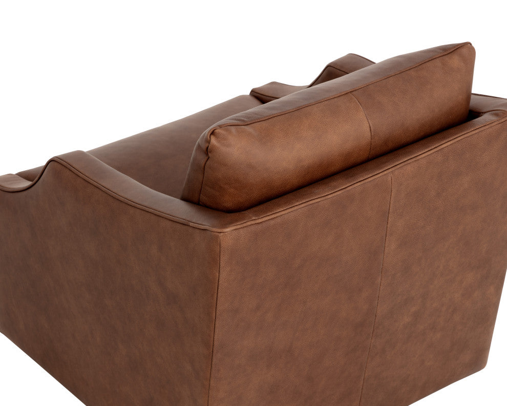 Orwell Swivel Lounge Chair, Cognac Leather