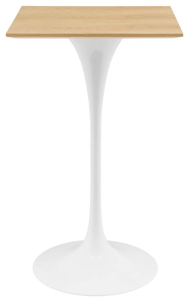 28" Bar Table, Square, Natural Brown White, Metal, Modern, Hospitality