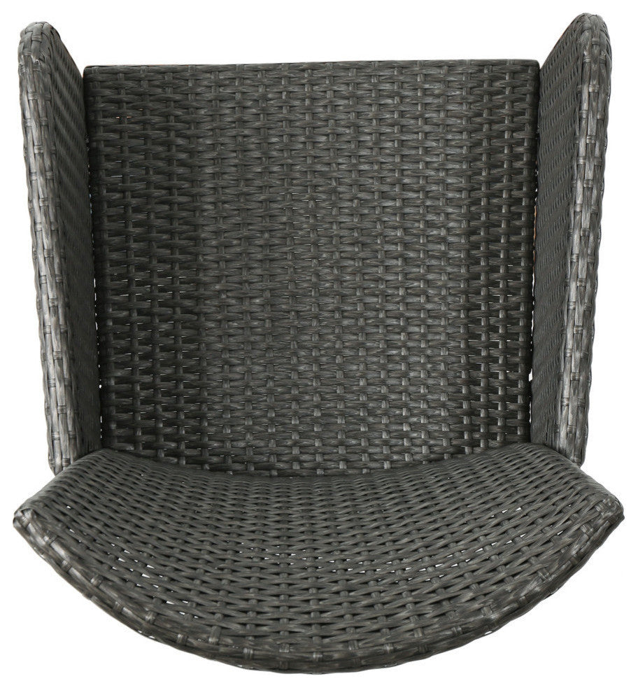 GDF Studio Daisy Outdoor Gray Wicker Dining Chair, Set of 2