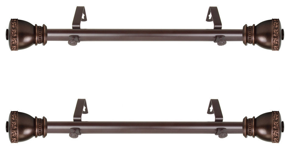Kettle 1 inch dia. Side Curtain Rod 12-20 inches Long (Set of 2), Bronze