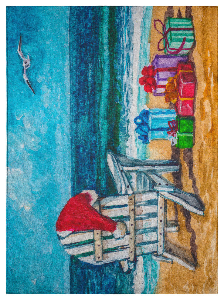 Indoor/Outdoor Wonderland WN9 Ocean Machine Washable 5' x 7'6" Rug