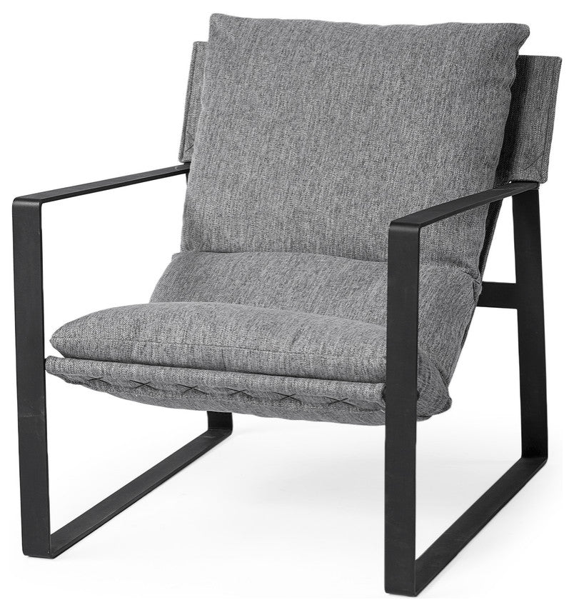 Stone Gray And Black Metal Sling Chair