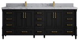 Aberdeen 84 Double Sink Bath Vanity in Black 2" Venatino Quartz