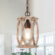 LALUZ 6-in White-washed Wood Farmhouse Lantern Mini Pendant Lighting