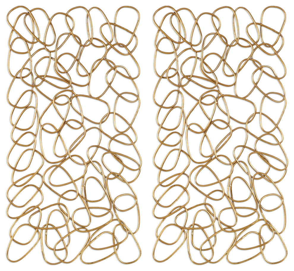 Uttermost 04124 In The Loop Two Piece Wall Sculpture by Jim - Gold Silver Leaf