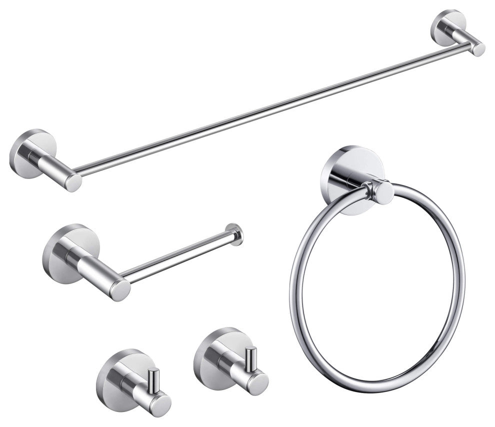 Circular 5-Piece Bathroom Hardware Set, Chrome
