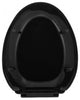 Black Elongated Toilet Seat with Non Slip Oval Seat Bumpers and Adjustable Hinge