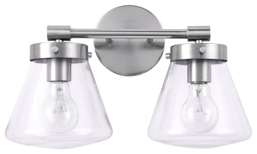 2-light Modern Farmhouse Nickel Vanity Light Wall Sconce