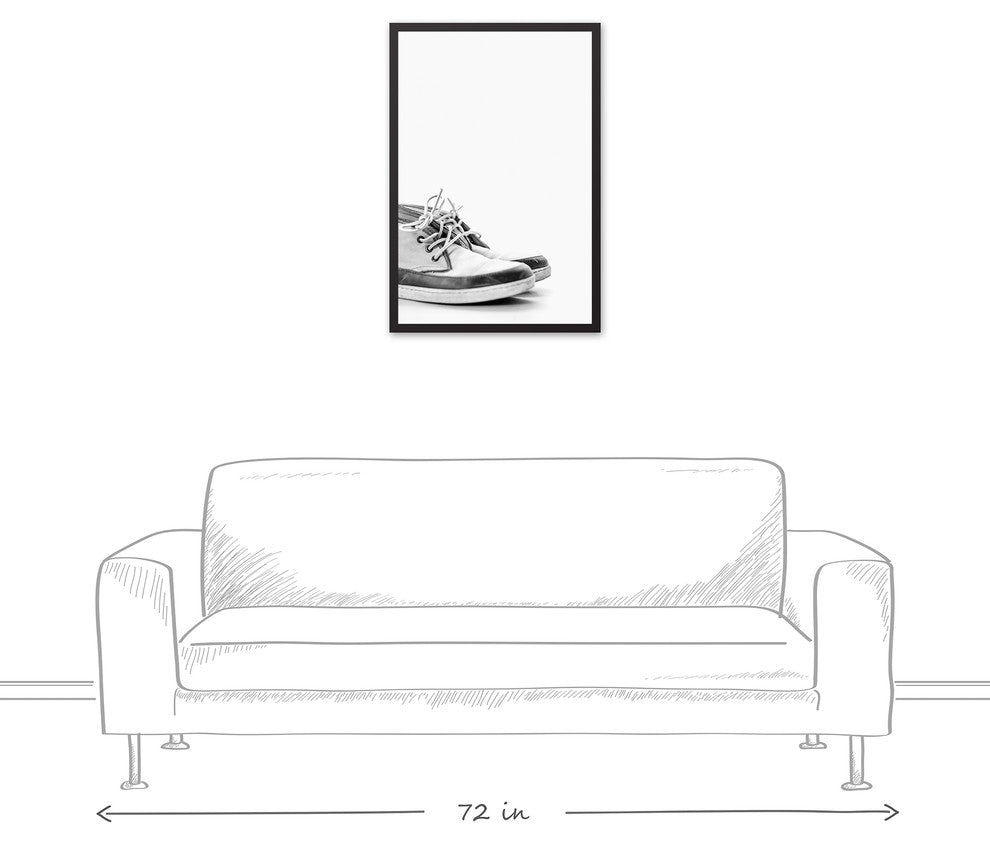 Black and White Sneakers 20x30 Black Framed Canvas
