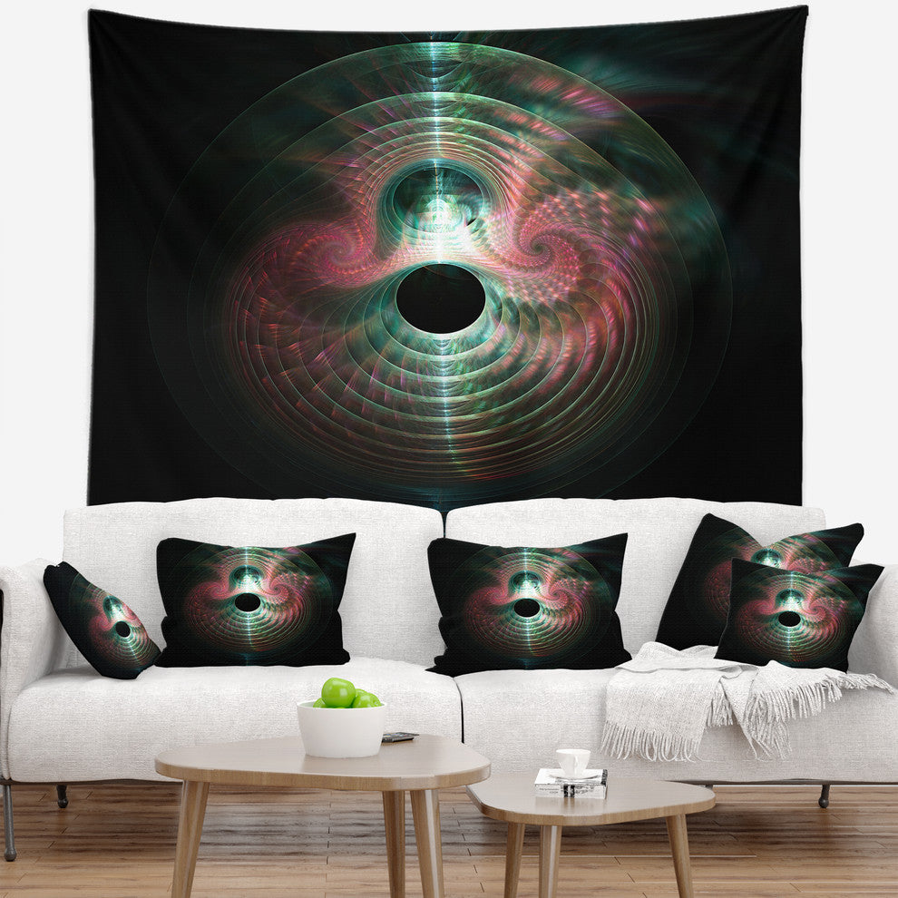 Green Pink Magical Lights Abstract Wall Tapestry, 80"x68"