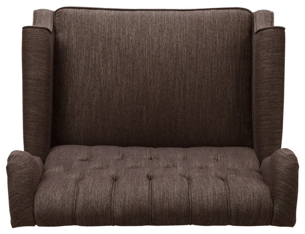 Salome Oversized Tufted Fabric Push Back Recliner, Brown and Dark Brown