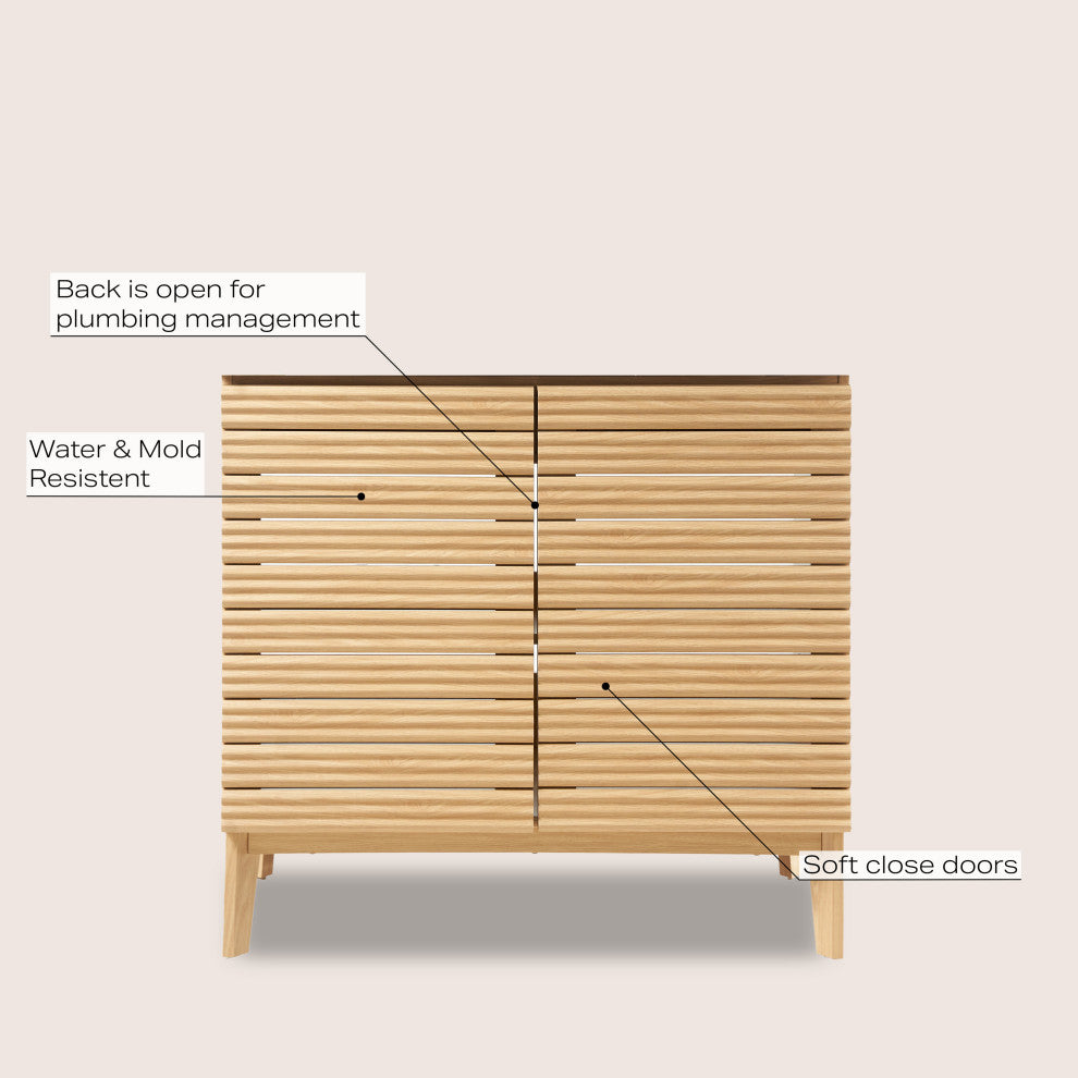 36" Modern Farmhouse 2-Shelf Bath Vanity Cabinet Only (Sink Basin not Included)