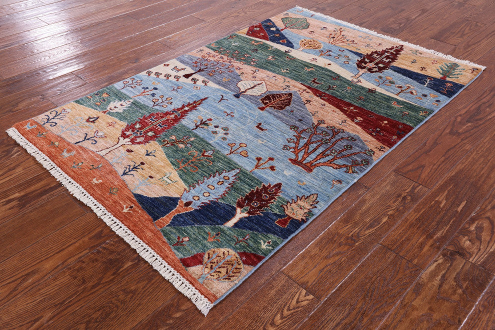Hand Knotted Tribal Persian Gabbeh Wool Rug 3' 4" X 5' 0" Q11342
