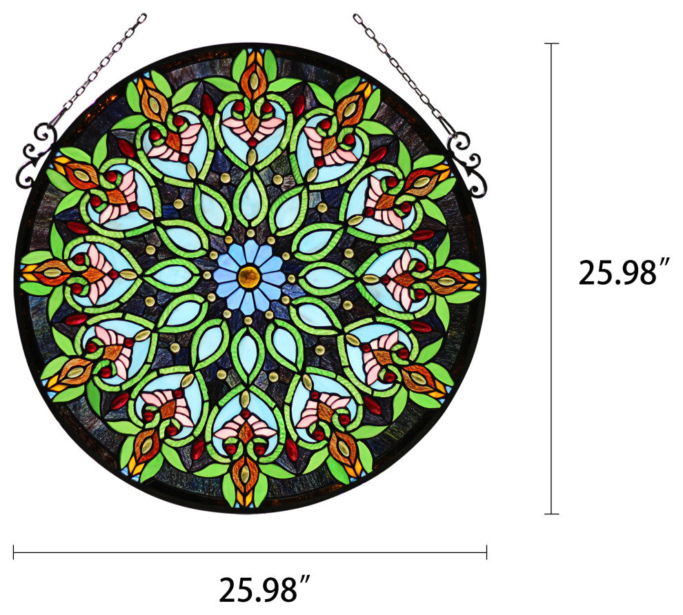 CHLOE Lighting ARABELLA Tiffany-Style Victorian Stained Glass Window Panel