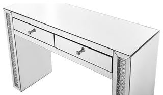 47" Rectangle Crystal Vanity Table, Clear Mirror Finish