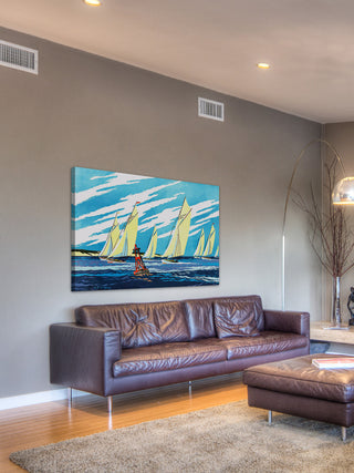 "Yellow Sailboats" Painting Print on Wrapped Canvas