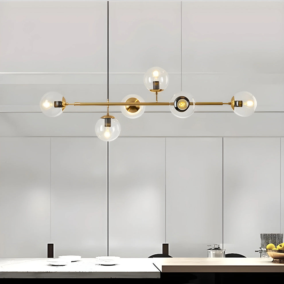 Igliano | Creative LED Pendant Light in the Shape of Glass Ball for Dining Room, Black, Clear Glass, Warm Light