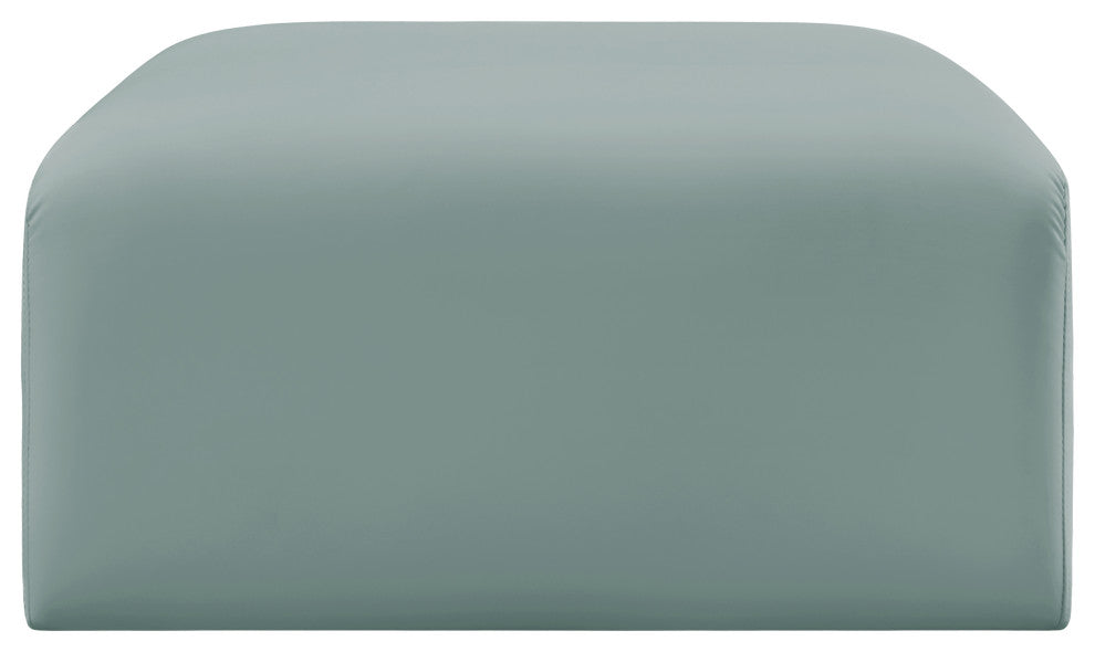 Arc Upholstered Modular Component, Green, 1-Piece: Ottoman, Vegan Leather