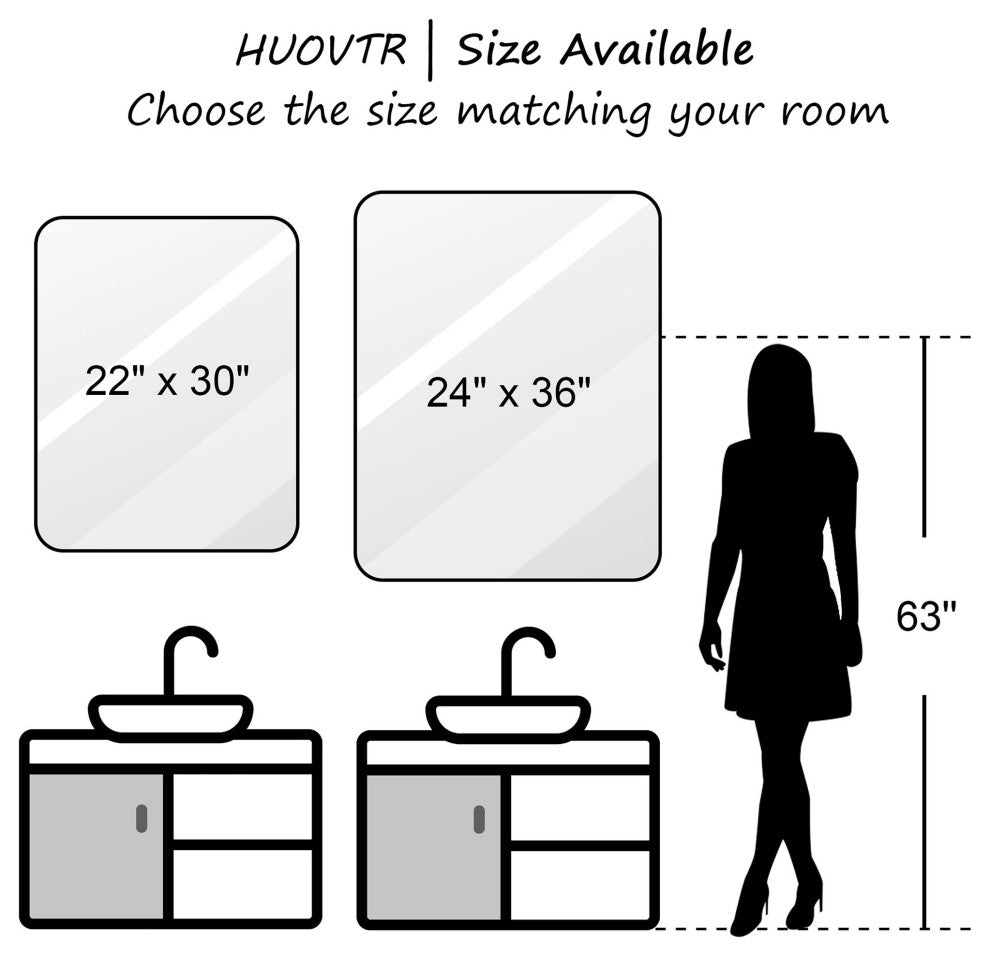 30 inch Rectangular Framed Wall Mounted Bathroom Vanity Mirror