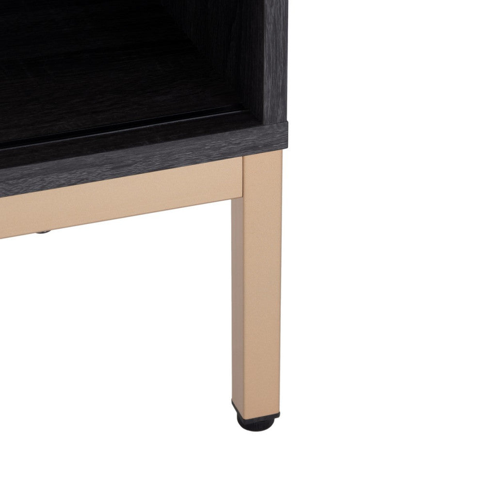 Safavieh Lylia 1 Door Media Stand, Distressed Black/Gold