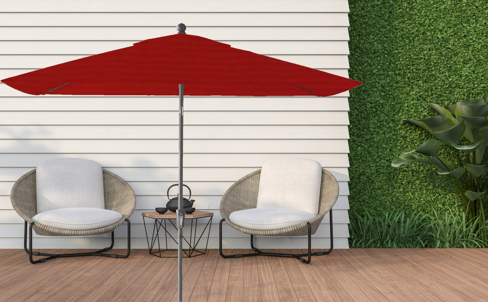 Pismo Dawn 9'x7' Rectangular Premium Push Tilt Market Umbrella, Gray Frame, Jock