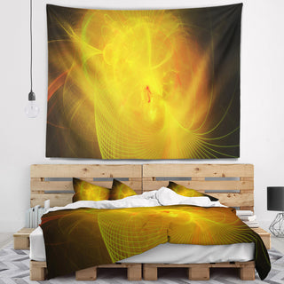 Distant Golden Space Nebula Floral Wall Tapestry, 92"x78"