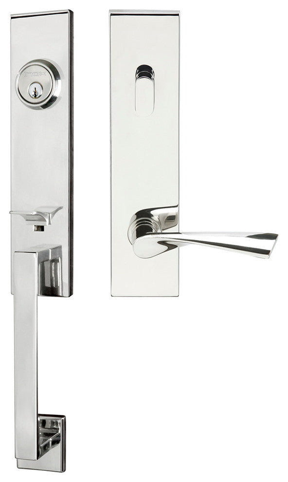 Breeze Lever, Tubular Entry Handleset, RHR, Polished Stainless Steel