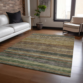 Machine Washable Indoor/Outdoor Chantille ACN1639 Brown 10' x 14' Rug