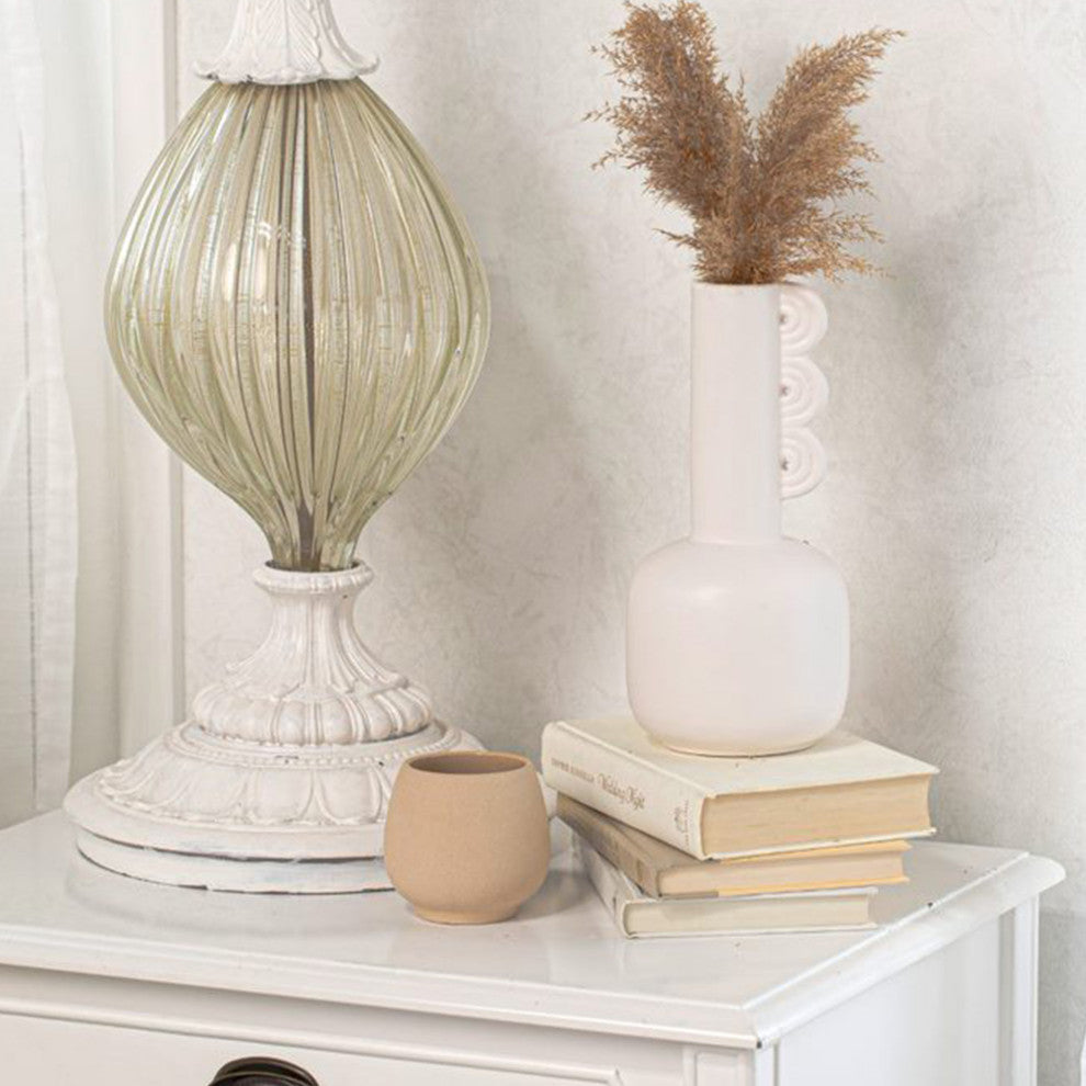 Ceramic Flower & Plant Vase, 4.72"L x 10.24"H x 4.72"W, White