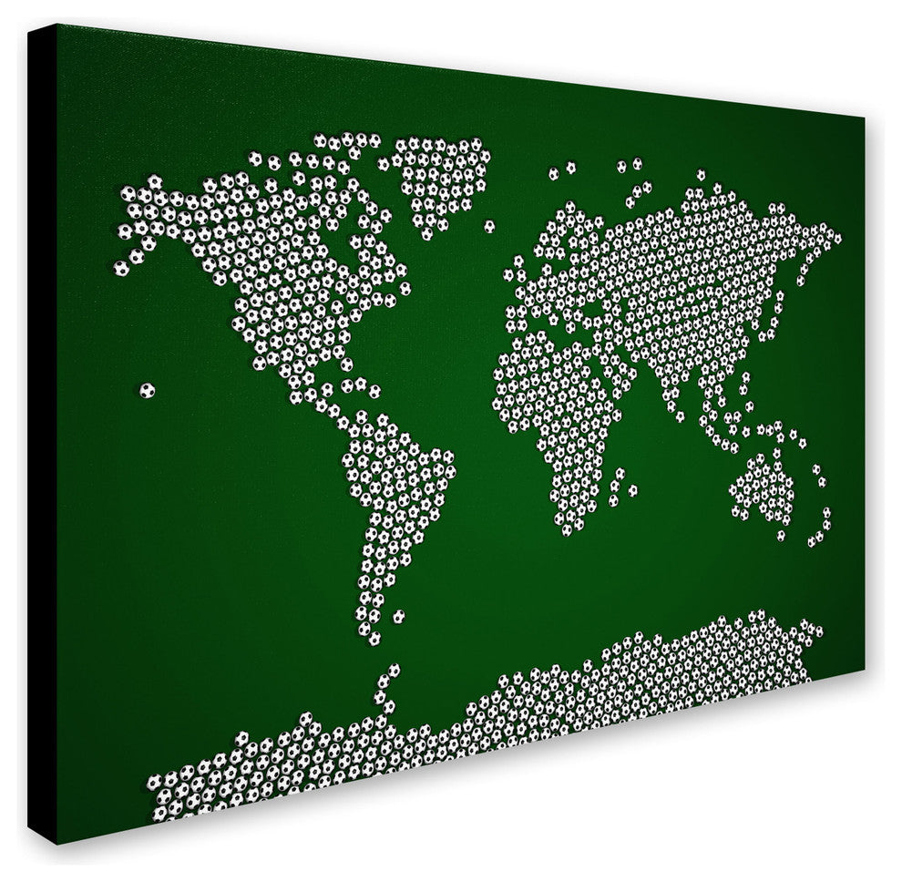 'Soccer Balls World Map' Canvas Art by Michael Tompsett