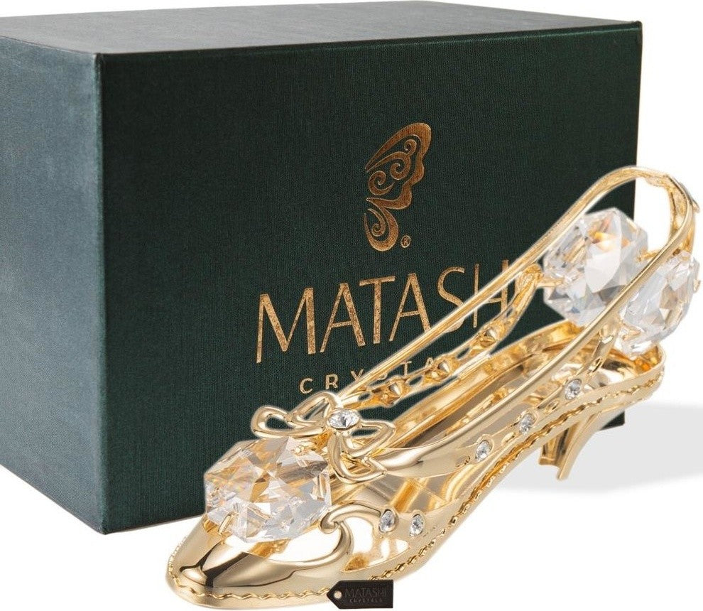 24K Gold Plated Crystal Studded Lady Shoe Ornament