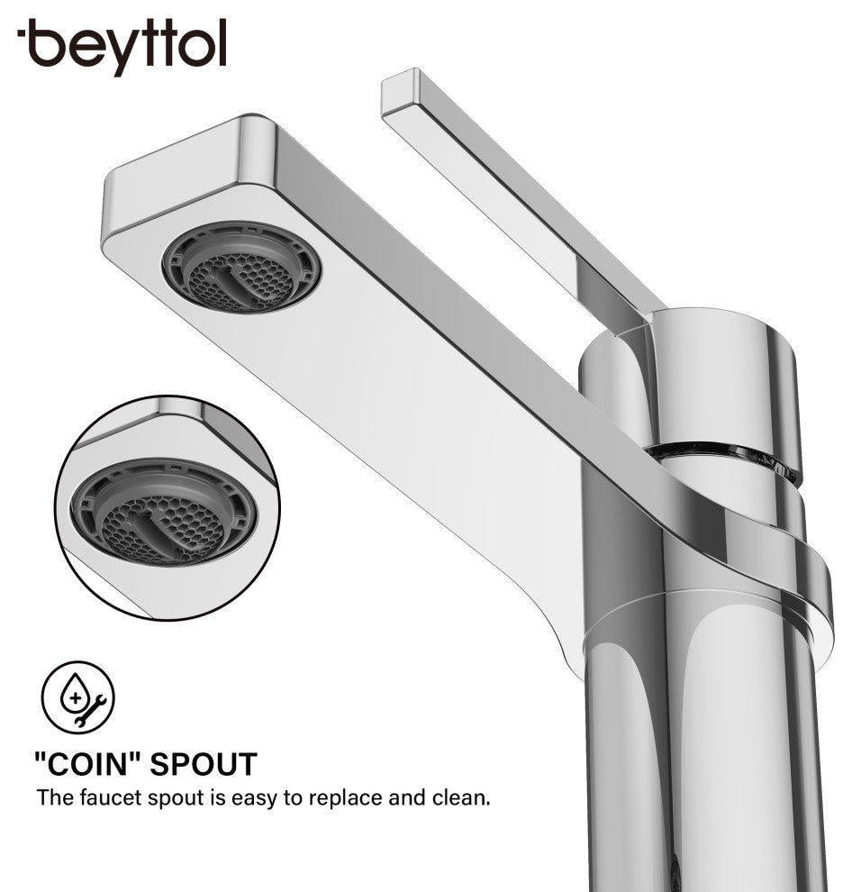 Single Handle Brass Bath Faucet, Supply line, Polish Chrome