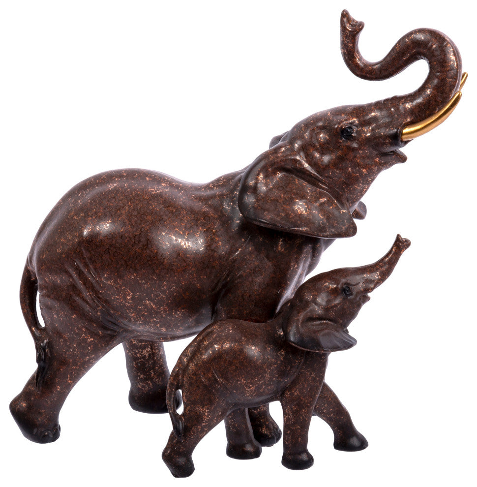 Truu Design Decorative Polyresin Double Elephant Figurine
