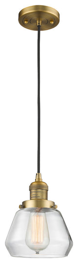 1-Light Fulton 7" Mini Pendant, Brushed Brass, Glass: Clear