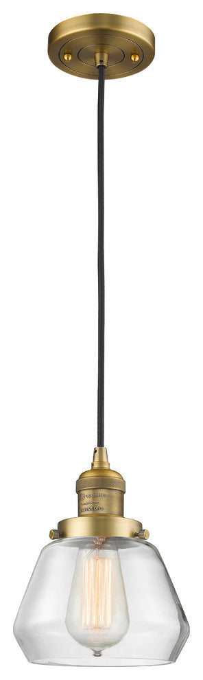 1-Light Fulton 7" Mini Pendant, Brushed Brass, Glass: Clear