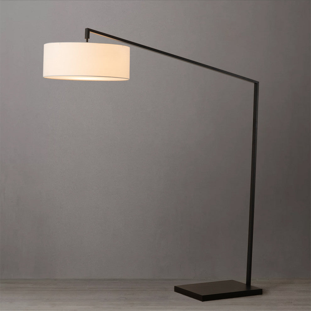 Stretch Arc Floor Lamp - 87", Matte Black, Step Switch, Rectangular Marble Base