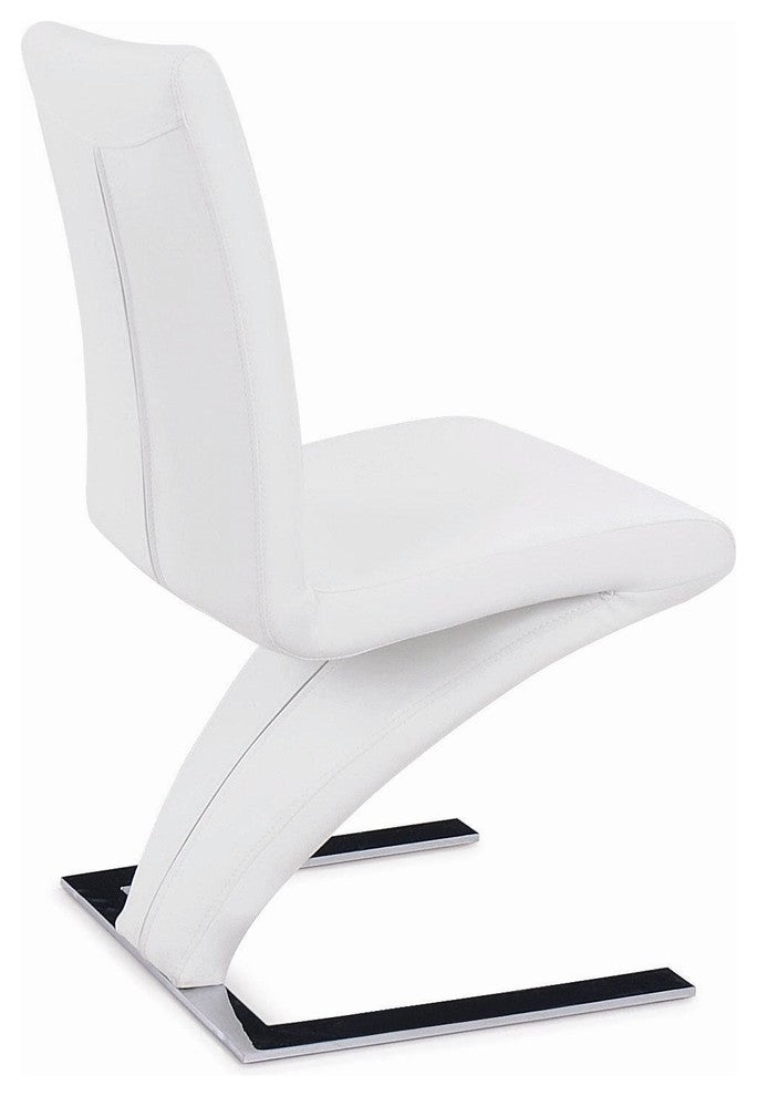 Modern Dining Chair With Chrome Base, White