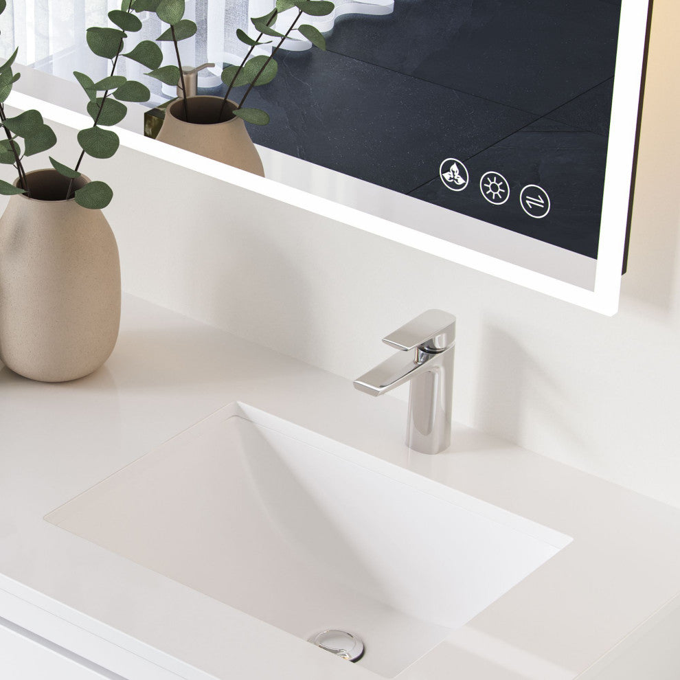 Esconde Bath Vanity, High Gloss White, 60", Double Sink, Freestanding