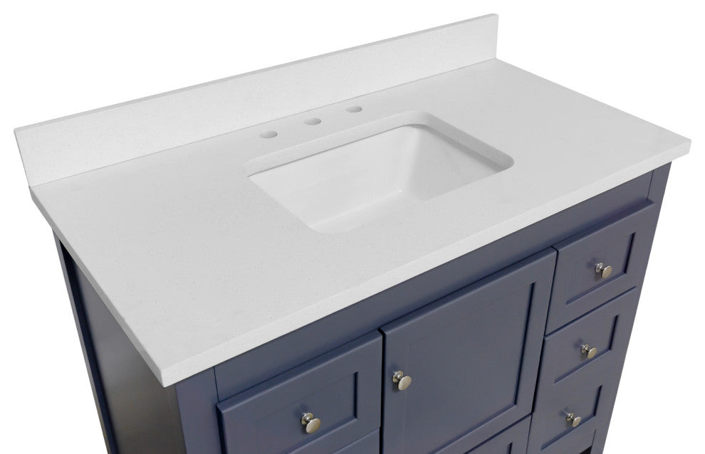 Abbey 42" Bathroom Vanity, Marine Gray, Quartz