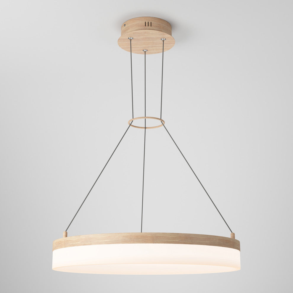 Artika Optical Ring LED Pendant Ceiling Light, Wood - Multiple CCT