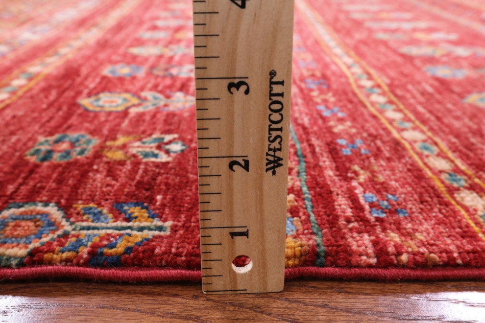 Super Kazak Khorjin Hand-Knotted Wool Rug 5' 10" X 7' 10" Q5349