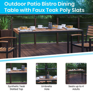 Lark 7 Pc Patio Set -4 Stacking Chairs, 30" x 48" Table & Umbrella with Base, Na